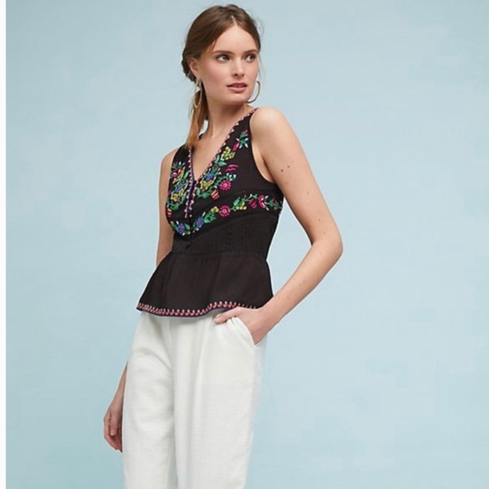 Anthropologie - Maeve Carlotta Embroidered Blouse